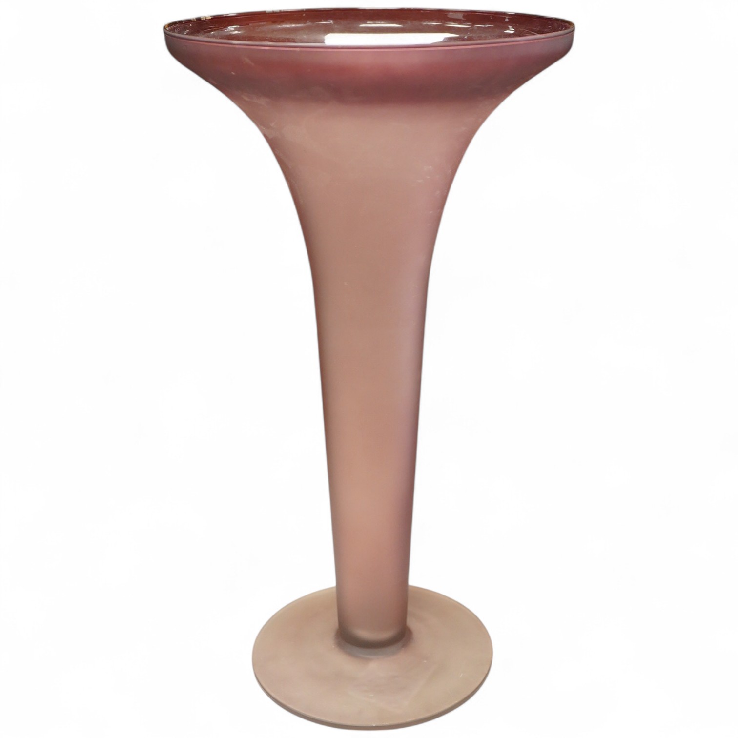A tall signed Venini purple glass trumpet shaped vase, 37cm high